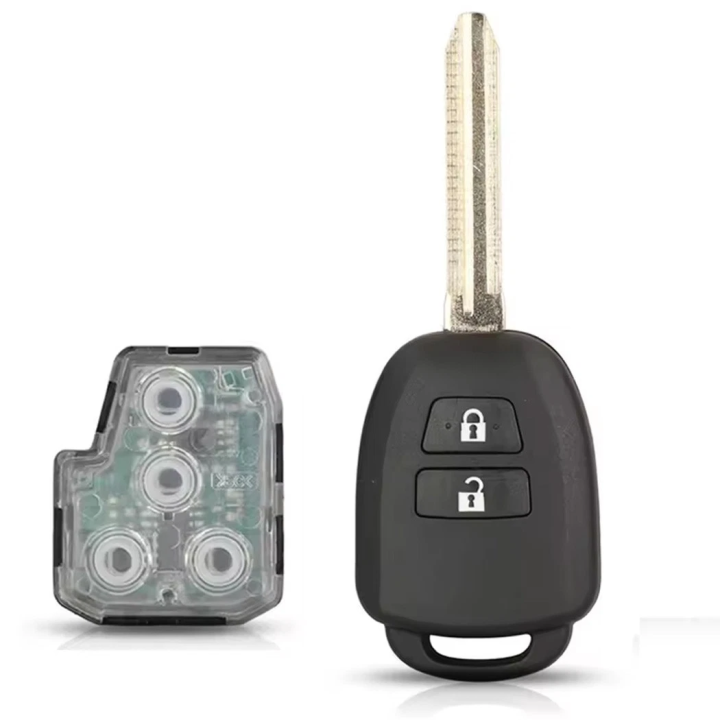 Clé vierge Toyota Verso 2 boutons avec transpondeur 4D72 G, fréquence 433 MHz, lame TOY43, à programmer