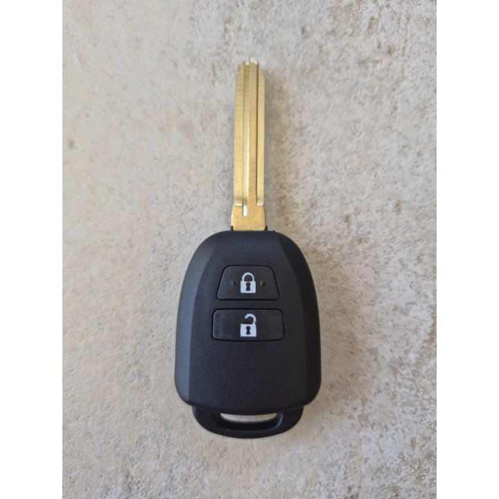 Clé vierge Toyota Verso 2 boutons avec transpondeur 4D72 G, fréquence 433 MHz, lame TOY43, à programmer - Face avant