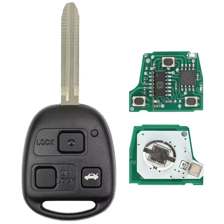 Clé vierge Toyota 3 boutons avec transpondeur 4C67, fréquence 433 MHz et lame Toy43, à programmer
