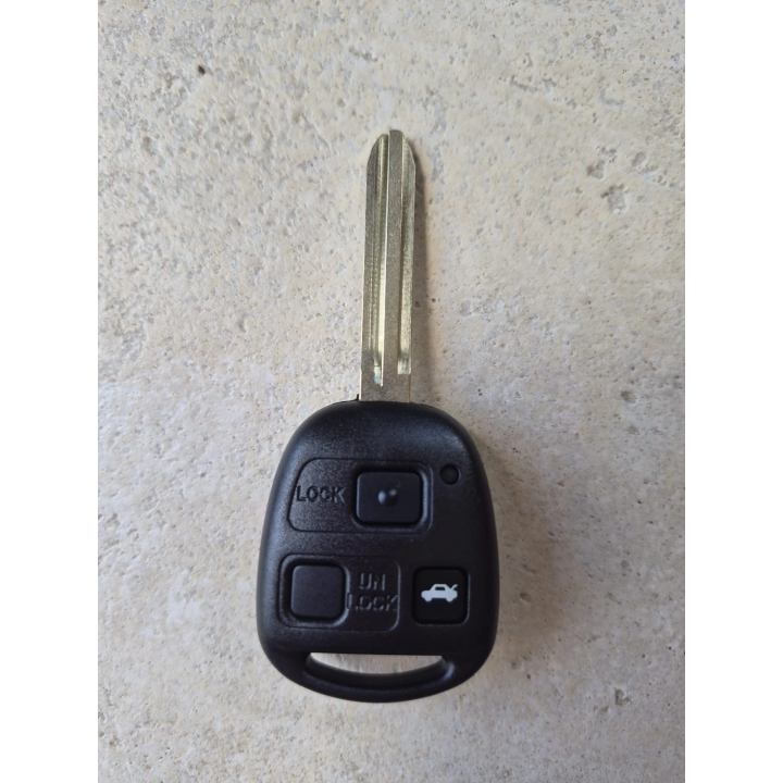 Clé vierge Toyota 3 boutons avec transpondeur 4C67, fréquence 433 MHz et lame Toy43, à programmer - face avant
