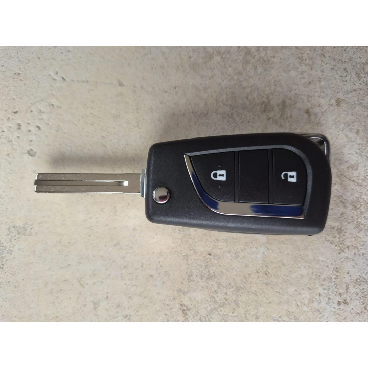 Clé vierge Toyota  2 boutons – transpondeur ID74H / 8A, 433 MHz ASK, lame TOY49 - face avant