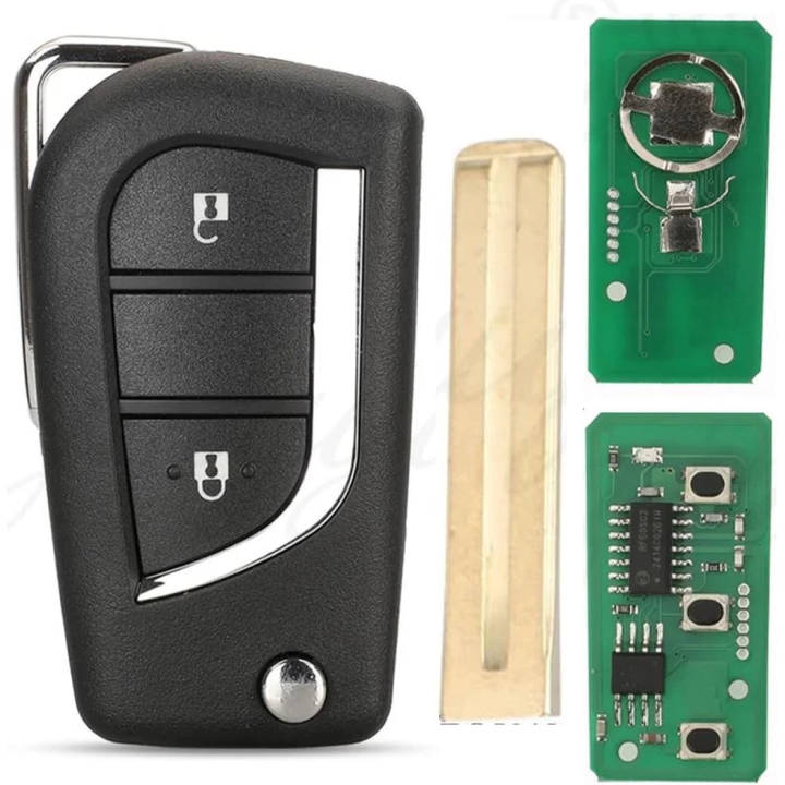 Clé vierge Toyota 2 boutons – transpondeur ID74H / 8A, 433 MHz ASK, lame TOY49