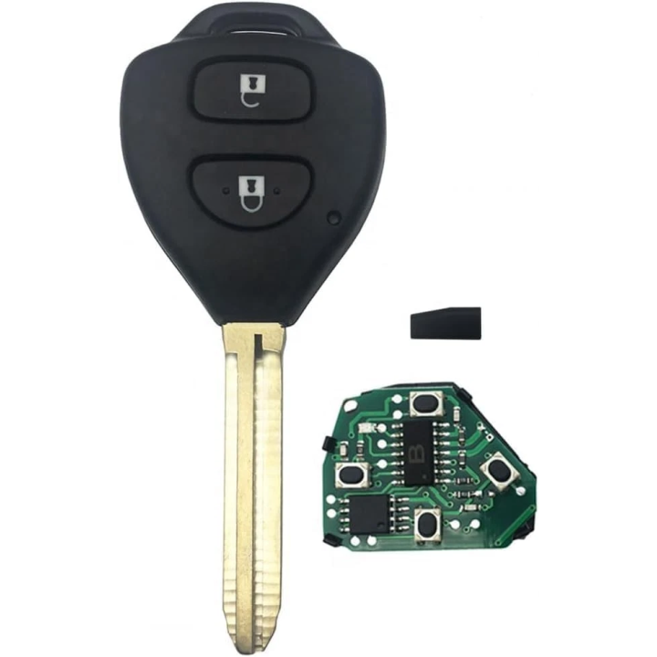 Clé vierge Toyota 3 boutons avec transpondeur 4D67, fréquence 433 MHz et lame Toy43, à programmer
