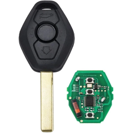 Clé vierge BMW 2 boutons avec transpondeur ID44 PCF7935, lame HU92 et fréquence 433 MHz, à programmer.