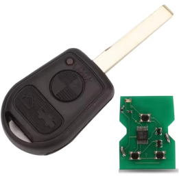 Clé vierge BMW 3 boutons avec transpondeur ID44, lame HU92 et fréquence 433 MHz, à programmer.