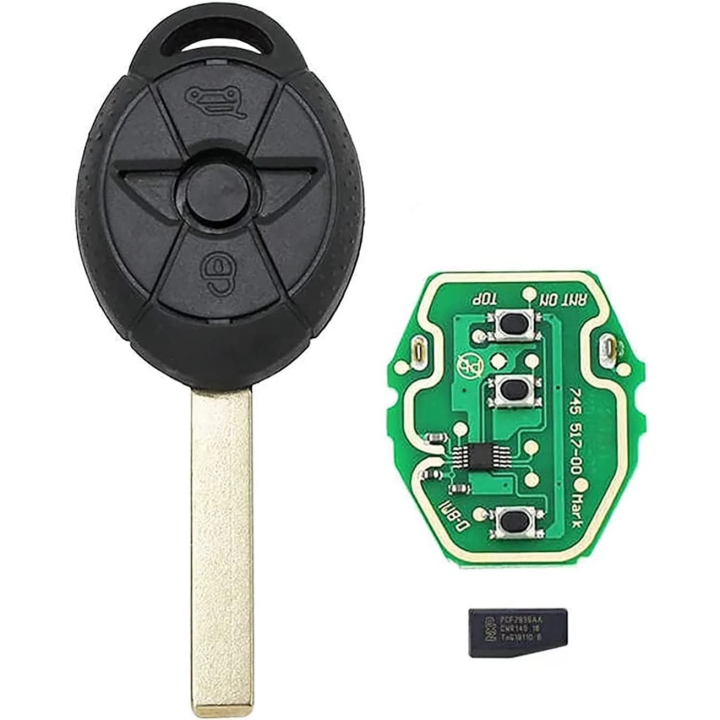 Clé vierge Mini 3 boutons avec transpondeur ID44 EWS, fréquence 433 MHz, à programmer.