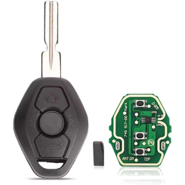 Clé vierge BMW 2 boutons avec transpondeur ID44 PCF7935, lame HU58 et fréquence 433 MHz, à programmer.