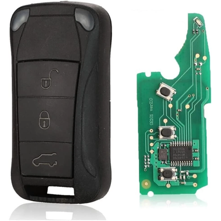 Clé vierge Porsche 3 boutons avec transpondeur ID46 PCF7946, fréquence 433 MHz, à programmer.