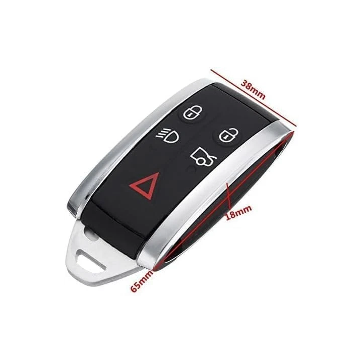 Clé vierge Jaguar 5 boutons avec transpondeur ID46 PCF7953 FSK, fréquence 433 MHz, à programmer. face avant