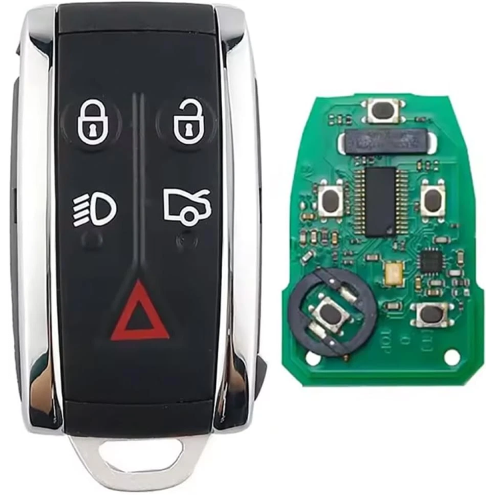 Clé vierge Jaguar 5 boutons avec transpondeur ID46 PCF7953 FSK, fréquence 433 MHz, à programmer.