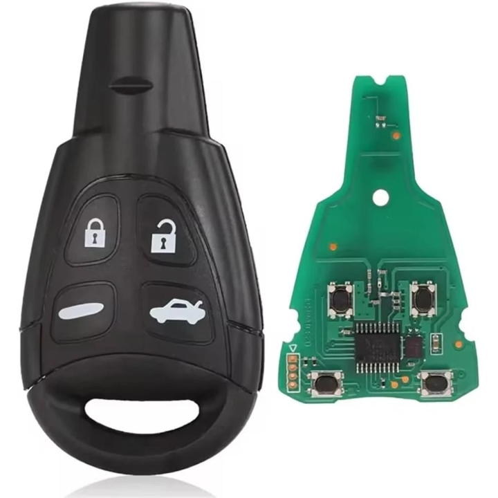 Clé vierge Saab 9-3 / 9-5 4 boutons avec transpondeur ID46 PCF7946 et fréquence 433 MHz, à programmer