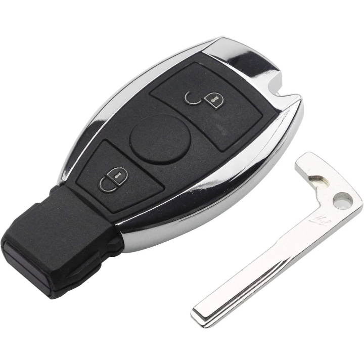 Clé télécommande Mercedes vierge 2 boutons, transpondeur BGA NEC, fréquence 433 MHz FSK, à programmer. face avant