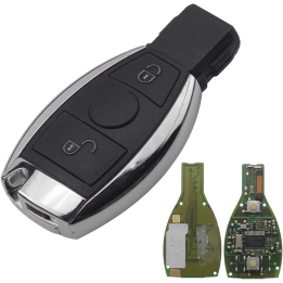 Clé télécommande Mercedes vierge 2 boutons, transpondeur BGA NEC, fréquence 433 MHz FSK, à programmer.