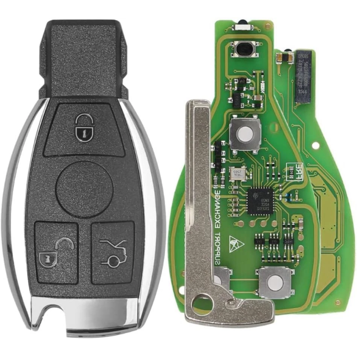 Clé télécommande Mercedes vierge 3 boutons, transpondeur BGA NEC, fréquence 433 MHz FSK, à programmer