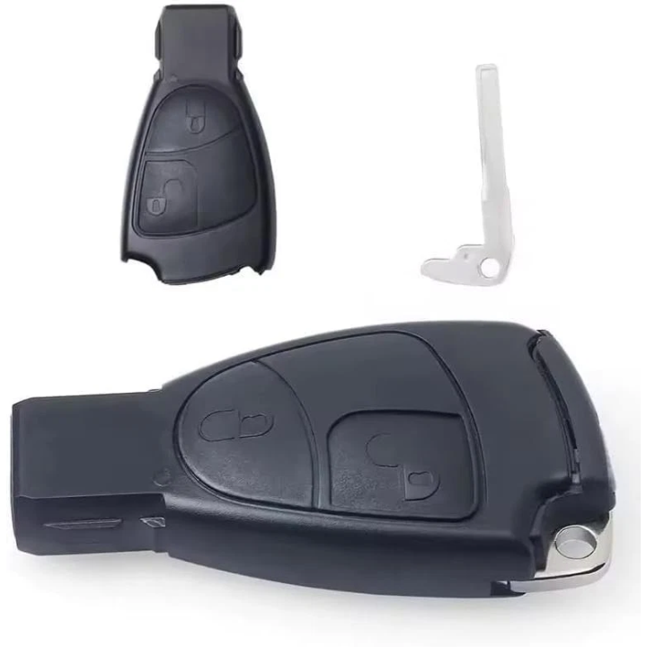 Clé télécommande Mercedes vierge 2 boutons, fréquence 433 MHz, à programmer. vue éclatée