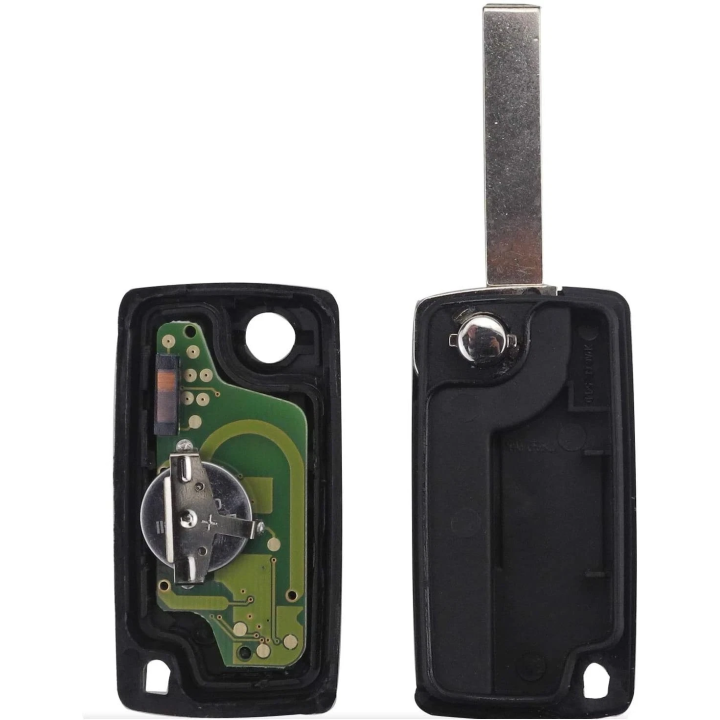 Clé vierge Peugeot 2 boutons – ID46 PCF7941, 433 MHz, lame Hu83 - vue intérieur
