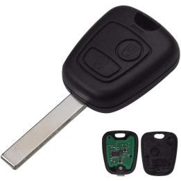 Clé vierge Peugeot 2 boutons avec transpondeur ID46 PCF7941 – 433 MHz, lame HU83 - vue avant