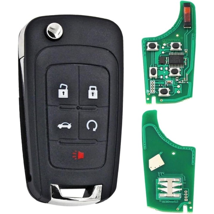 Télécommande Chevrolet 5 boutons 433 MHz avec transpondeur ID46 PCF7937E – clé vierge à programmer