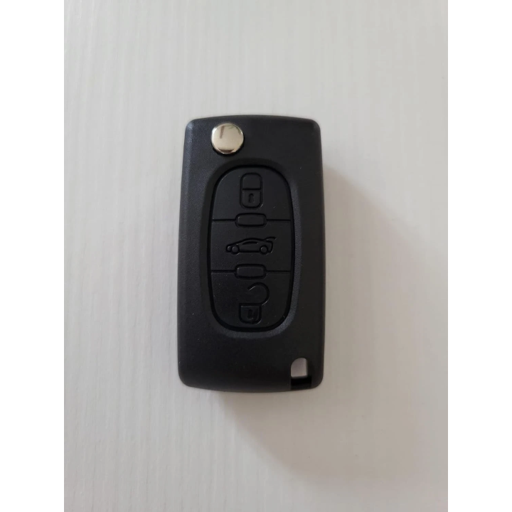Clé télécommande pour Citroen 3 boutons coffre Ce0536 avec lame Va2 - vue de face