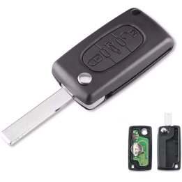 Clé télécommande Peugeot 3 boutons coffre avec lame HU83 Ce0523 ASK