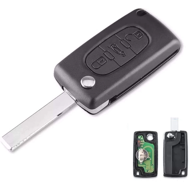 Clé télécommande Peugeot 3 boutons coffre avec lame HU83 Ce0523 ASK