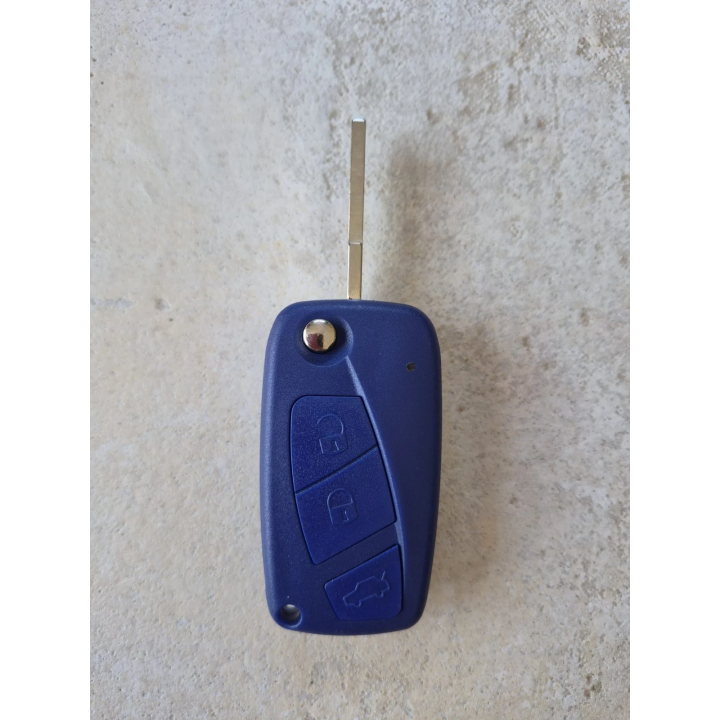 Clé télécommande Fiat vierge 3 boutons bleue Delphi PCF7941 ID46 433 MHz – lame SIP22 – à programmer - face avant