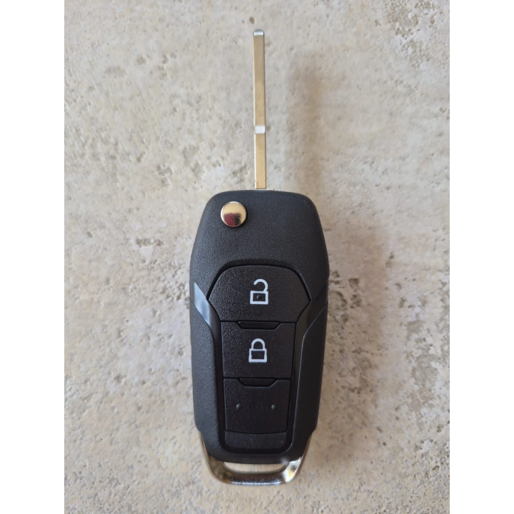 Clé vierge Ford 2 boutons ID49 HITAG PRO 15K601, lame HU101, 433 MHz, à programmer. face avant