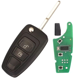 Clé vierge Ford 2 boutons 4D ID63, références 5WK50165 à 5WK50169, lame HU101, 433 MHz, à programmer.