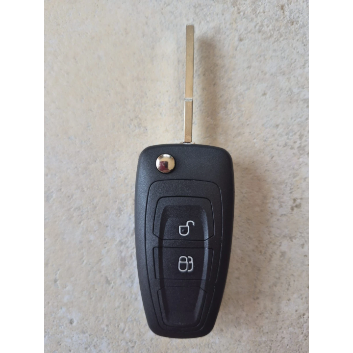 Clé vierge Ford 2 boutons 4D ID63, références 5WK50165 à 5WK50169, lame HU101, 433 MHz, à programmer. face avant